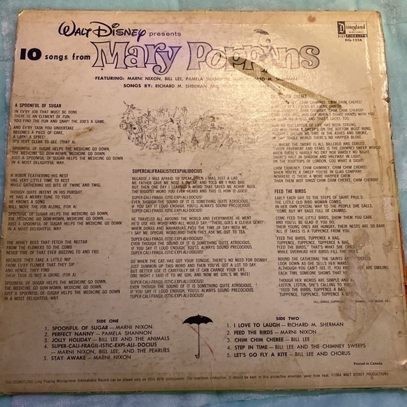 Rare Vintage Walt Disney Mary Poppins LP Long Play33 1/2​​ - Picture 5 of 16